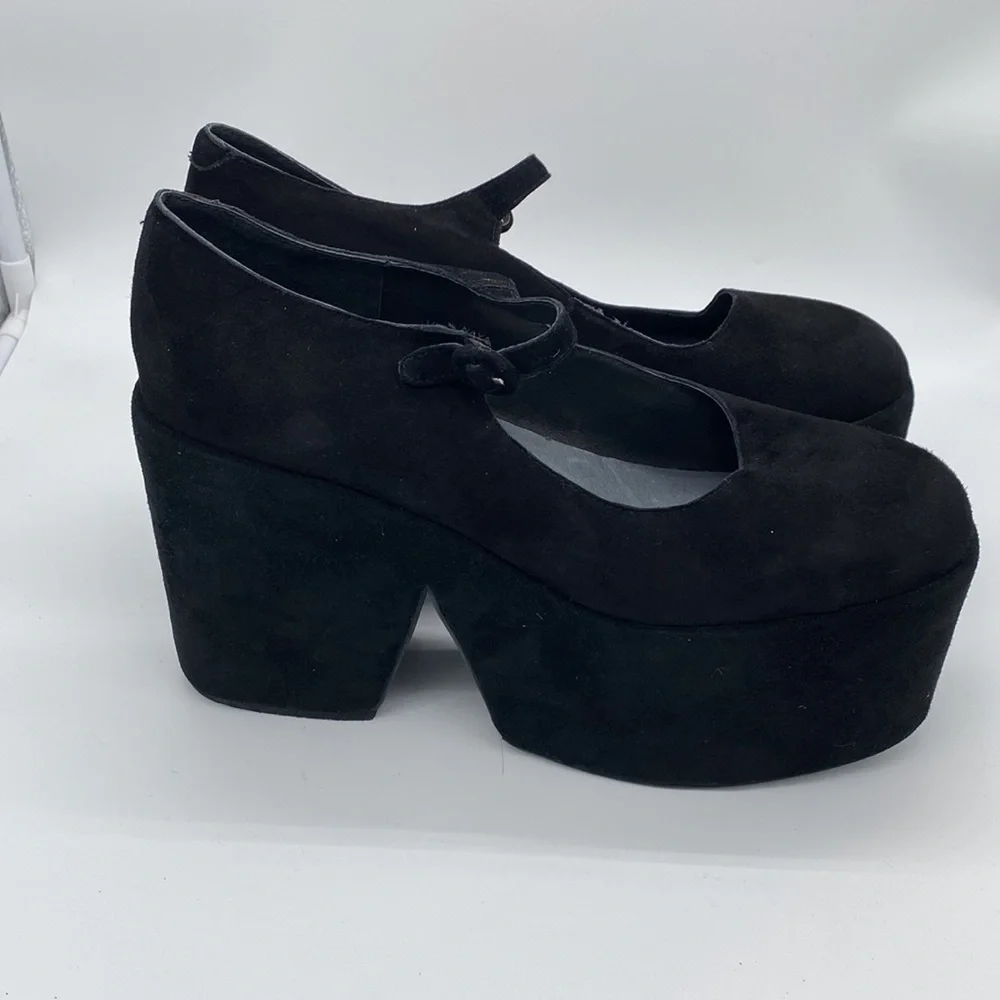 Jeffrey Campbell Black Suede Platform Mary Janes